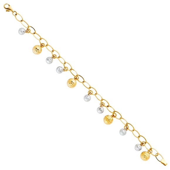 14K Solid Yellow and White Gold Bracelete 7.5' inc - Picture 1 of 2